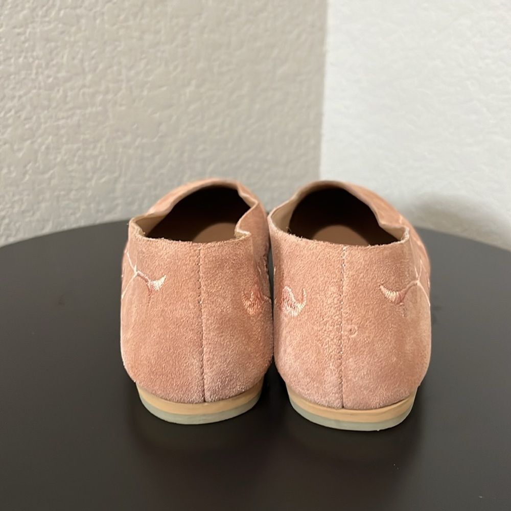HUMA BLANCO (Anthropologie) Dorotea Rose Pink Suede Embroidered Flats, Size 7 - Picture 7 of 10